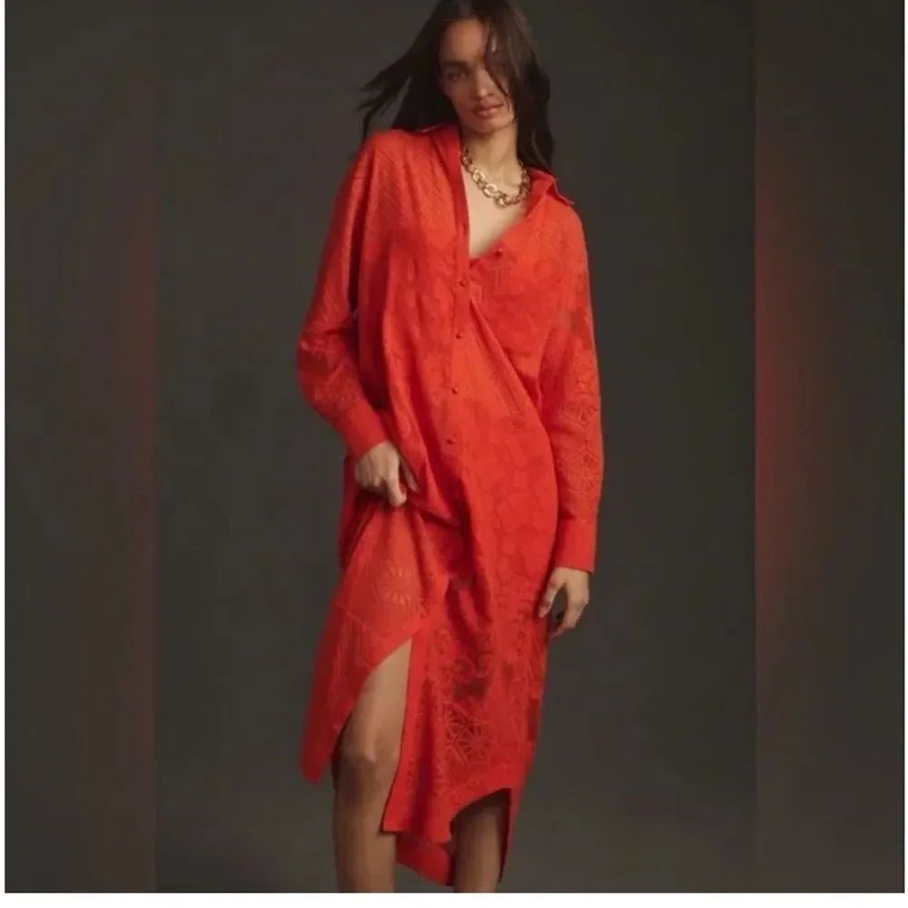 Anthropologie Maeve Embroidered Collared Shirt Dress NWT